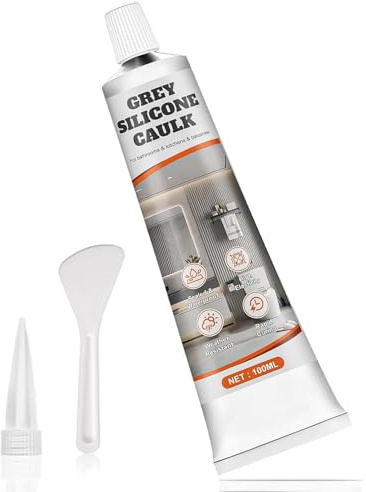 Sanitärsilikon Grau, Silikon Grau Sanitär, Sanitär Silikon, Bausilikon, Hochelastisch, Grauer Dichtstoff für Fugen für Fugen, Bad, Küche, Fenster, Fliesen, Innen und Außen, Robust und Langlebig-100 ml