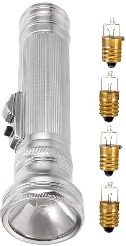 Cabilock Lampe de Poche à L'ancienne en Fer Argenté Portable Remplacement Facile de Batterie pour Camping et Activités en Extérieur