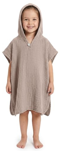 LAYNENBURG Premium Musselin Badeponcho Kinder mit Kapuze – 100% Baumwolle – OEKO TEX - Baby Handtuch Bade Poncho - als strandponcho, surf poncho, badetuch für mädchen & Jungen