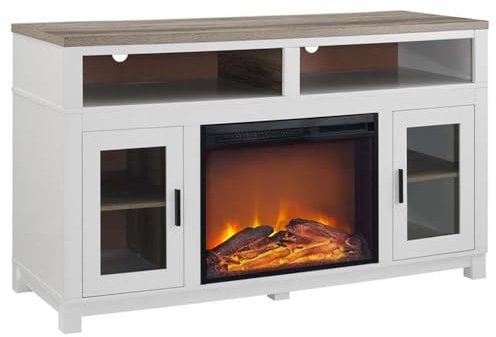 Ameriwood Carver Electric Fireplace TV Stand 60 Inch White