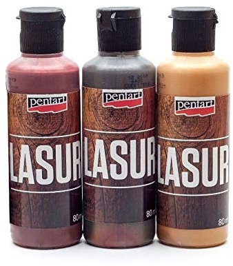 Zita's Creative Holzlasur für Innen- und Außenbereich 3x80ml - Set 5. Lasurfarbe, Bastelfarbe
