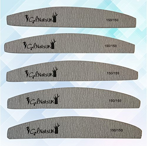 Gelnailsuk 5pcs Grey Nail Files Buffer Sanding 150/150 Grit Zebra Moon Emery Board Nail Art Tips Manicure Pedicure