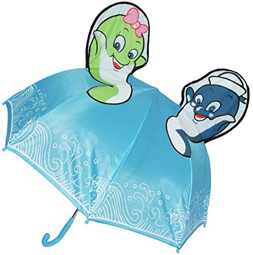 alles-meine.de GmbH 3-D Effekt Regenschirm - Delfin & Fische - inkl. Name - Kinderschirm Ø 74 cm - Kinder Stockschirm - großer Schirm für Mädchen Jungen - Kinderregenschirm..