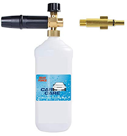 BEAR FORCE Pressure Washer Snow Foam Lance with 1.25mm Stainless Steel Nozzle, 1L Bottle, Adjustable Foam Gun, Compatible with AR Black Decker Bosch MAC Allister Michelin High Pressure Washers