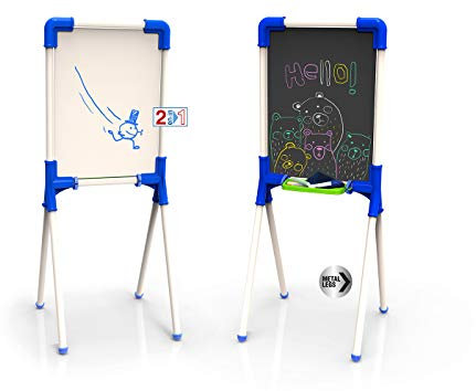 Chicos - Tableau Enfant 2en1: pour feutreseffaçables et craies de coleurs. Inclus 1 feutre et 10 craies. +36 mois (53029)