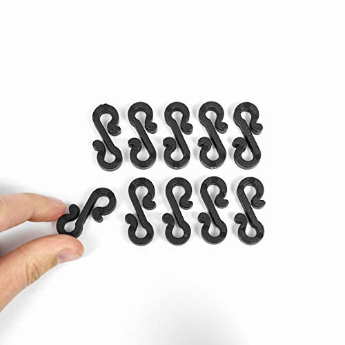 20 Pack Black 'S' Gutter Hooks - Hang 10 Metres of Fairy Lights - Christmas Festoon Light Holders