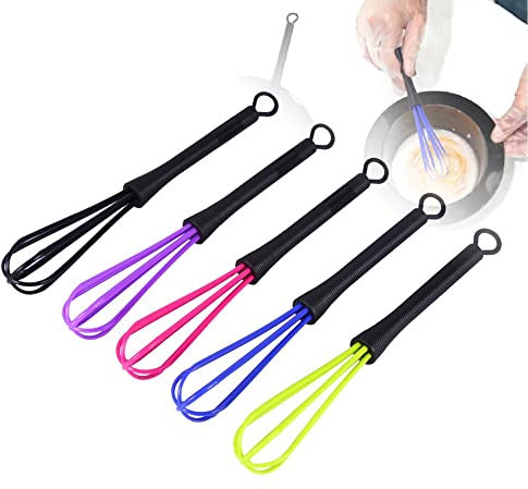 Lot de 5 fouets en plastique pour baudruche, barbier, coiffure, coloration, crème pour cheveux, mélangeur de ballons pour mélanger, battre et mélanger.