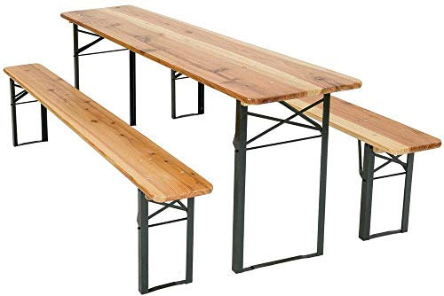 HYGRAD® 3 Piece Picnic Table and Bench Set - Folding Beer Bench and Outside Table Set