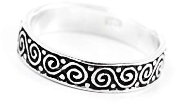 Windalf Celtic Irish Silberring NAMU 5 mm Bohemian Midi-Ring mit Doppelspiralen 925 Sterling-Silber (Silber, 62 (19.7))