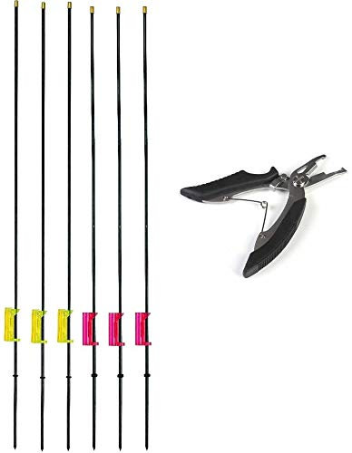 6 Stück Affenkletterer Bissanzeiger Set 3 x rot & 3 x gelb, 61cm, Knicklicht geeignet + gratis Angelschere