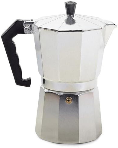 Café Genuss Espressokocher: 9 Tassen, 450 ml. Kaffeekocher, Elektro, Gas, Ceran. + Gratis eBook (Silber)