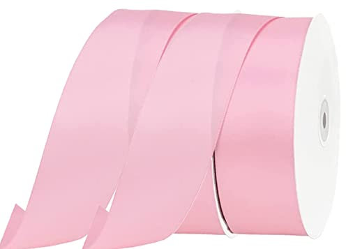 NOVAGO-2 Rouleaux 22 M ruban satin Décoration pour Fleurs, cadeaux, Mariage, fêtes. (Largeur 4cm, Rose)