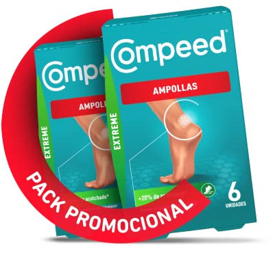 COMPEED Ampollas Extreme, Protección Acolchada Contra Rozaduras, Pack 2 x 6 uds.