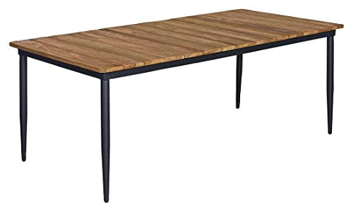 OUTLIV. Clark Gartentisch 220x100x76 cm mit Gestell aus Aluminium und Tischplatte aus recyceltem Teakholz – EIN Unikat für Ihren Außenbereich
