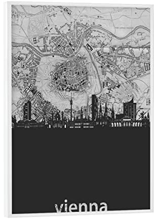 artboxONE Poster mit weißem Rahmen 18x13 cm Städte Vienna Skyline map Grey - Bild Vienna Austria City