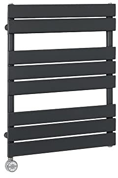 Milano Lustro 600W Anthracite Flat Panel Electric Heated Towel Rail Thermostatic - 825mm x 600mm