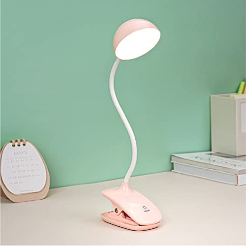 LED Leselampe Touch Dimmbar Klemmleuchte mit 3 Farbe, Klemmlampe Bett Kinder, 360° Flexibel Schwanenhals Klemmlampe USB Aufladbare Bettlampe Augenschutz Buchlampen für Studieren Arbeiten