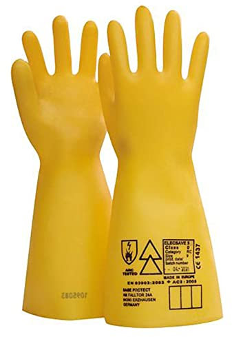 Elektriker Handschuhe 1000 Volt, Elektro Handschuh, Naturlatex, störlichtbogengeprüft, säure- u. ölbeständig, Größe:9