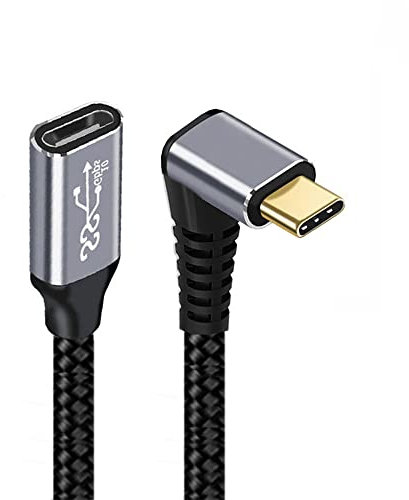 NFHK Up-Down-Verlängerungskabel, USB-C USB 3.1, Typ C, Stecker auf Buchse, 10 Gbit/s, 100 W, mit Hülle für Laptop, 50 cm