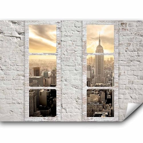 murando Fototapete Premium-Vlies Fenster nach New York 150x105cm Foto Tapete Schlafzimmer Vliestapete XXL Wandtapete Motivtapeten Bildtapete 3d Effekt Wand Dekoration Flur Stadt City Skyline