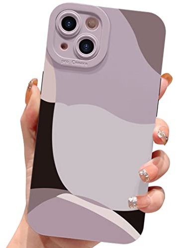 ECZOIL Compatible with iPhone 13 Case 6.1 Inch,cute painted art lens protective slim soft phone case for iPhone 13 for women girl-Black