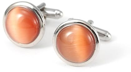 1 Paar Französische Manschettenknöpfe Runde Business Bankett Hochzeit Bräutigam Kleid Anzug Hemd Accessoires Opal Manschettenknopf-Orange