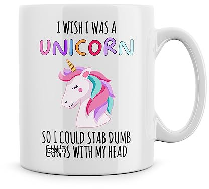 Rib ticklerz - Funny Mugs Unicorn Stab Dumb Cunts with My Head Work Office Leaving Coffee Gift Cup Coffee Friends 18th 21st 30th 40th 50th Birthday Joke 10oz Ceramic - MG557
