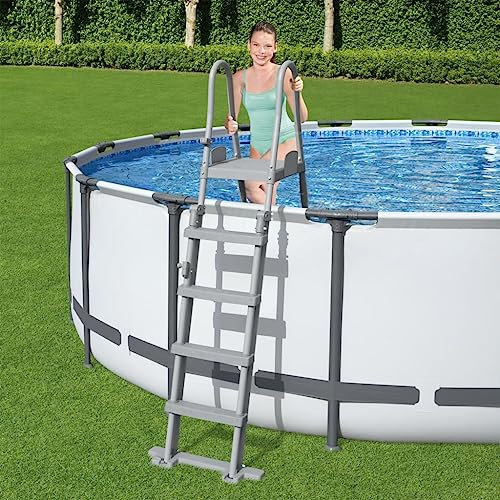 Sicherheits-Poolleiter 4 Stufen, Standard Poolleiter mit verstellbaren Stufen für Aufstellbecken bis 132 cm Höhe, Belastung 150 kg
