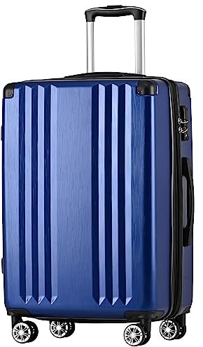 Merax Koffer Hartschalen-Koffer Trolley Rollkoffer Reisekoffer Handgepäck, TSA Zollschloss, 4 Rollen, Teleskopgriff, ABS-Material, XL-76,5 * 50,5 * 31,5 cm, Dunkelblau