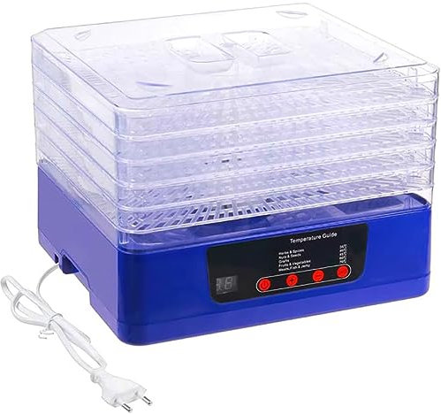 Food Dehydrator with 5 Tray, Small 350W Fruit Dryer Machine with LED Touch Control, 35℃-70℃ Adjustable Temperature and 24H Timer BPA Free for Drying Fruit, Vegetables, Meat, Turkey Jerky, Fish Jerky