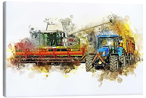 Mähdrescher bei der Ernte Leinwandbild von Peter Roder 30 x 20 cm Fahrzeuge Wanddeko
