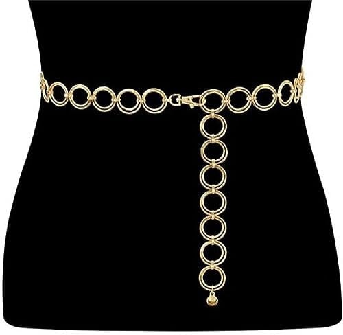 Divono Women Chain Belt Multi Layer Waist Chain Metal Belt,Adjustable Link Belts Waist Chain Belts Party Body Chains Metal Link Body Belly Waist Chain For Belly Body Costume Jewelry(Gold)