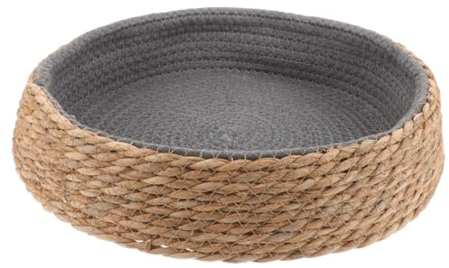 Alipis Panier De Lit De Chat Rotin Lit De Couchage pour Animaux De Compagnie Nid De Chien Rond Chenil De Chiot De Chaton Tressé À La Main Coussin Respirant pour Animaux De Compagnie