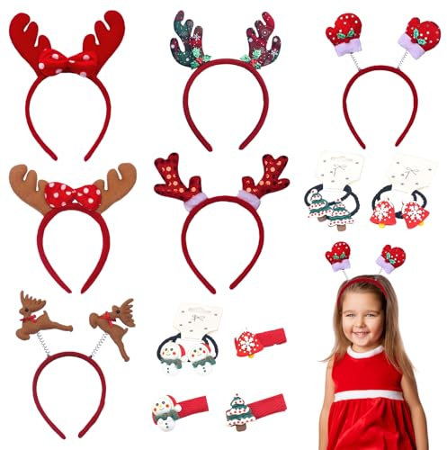 DOWNDRIFT Rentier Haarreif,12 Stück Faschingskostüme Damen Haarreif,Haarreif Rentier,Karneval Reh Kostüm Accessoires Damem Karneval Rentier Kostüm Stirnbänder,Karneval Kopfschmuck für Erwachsene