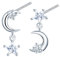 CONILOK Unsymmetrisch Zirkon Stern Mond Ohrringe Silber 925 Stecker Ohrstecker Ohrhänger Silber Damen Schmuck Ohrring Geschenke für Frauen Mädchen Freundin Mutter Geburtstag Hochzeit Weihnachtstag