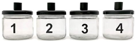 Mea-Living Kerzenhalter Set Glas 1-4, anthrazit, Gläser mit Metalldeckel, 10cm, 4er Set - statt Adventskranz, Weihnachtliche Kerzenhalter für Stabkerzen zum Advent