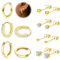 LOLIAS 7 Paar Ohrringe Damen, 925 Silber Huggie Creolen Ohrstecker, 14K Vergoldete Set für Mehrere Ohrlöcher, Hypoallergene Goldene Piercing Ohr für Mädchen
