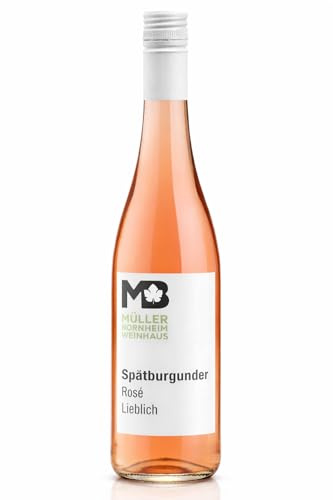 Weinhaus Müller 12x0,75L Spätburgunder Rosé Lieblich - Fruchtiger Pfalzwein | Pfälzer Roséwein-Spezialität mit Aromen roter Beeren, ideal als Aperitif oder zu Desserts, 20,6g/l Restsüße, 6,7g/l Säure