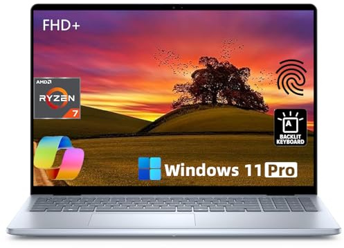 Dell 2024 Neuester Inspiron 16 Laptop, 16 Zoll FHD+ Display, AMD Ryzen 7-8840U, 16 GB DDR5, 1 TB SSD, Wi-Fi 6E, Tastatur mit Hintergrundbeleuchtung, Windows 11 Pro