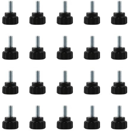 Tabanzhe 20pcs M4 x 10mm Carbon Steel Threaded Knurled Thumbscrew - Black Round Clamping Screws for Various Applications
