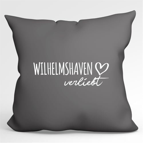 Huuraa Zierkissenbezug Wilhelmshaven verliebt Geschenk 40x40cm Steel Grey Baumwolle Wilhelmshaven Dekoration