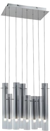 Lucande LED Pendelleuchte Korvitha dimmbar (Modern) in Alu aus Glas (8 flammig,) - Hängelampe Esstischlampe Hängeleuchte Wohnzimmerleuchte
