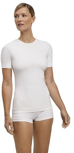 FALKE Women's Warm Round Neck W S/s Ts Functional Yarn Quick Dry 1 Piece Base Layer Top, White 2860, L