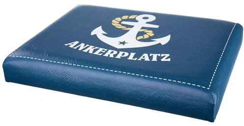 Seaside No.64 - maritimes Sitzpolster aus Kunststoff geeignet für Bier-/ Getränkekisten - mobiler Sitzplatz für Indoor und Outdoor mit lustigen Motiven, Schriftzügen (Ankerplatz)