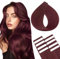 SEGOHAIR 10 Stück Tape Extensions Echthaar, 20 Dünne Tapes Klebestreifen Extensions, Menschliche Tape Kleber Extensions mit 5 Stück Ersatzband Weinrot(15g)