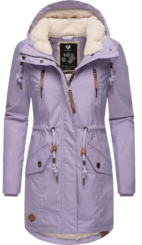 Ragwear Damen Winter-Kurzmantel Elsie mit Kapuze, vegan | Länge: oberschenkellang | Wärmegrad 3 von 3 – warm gefüttert | wasserabweisend | fleecegefütterte Kapuze
