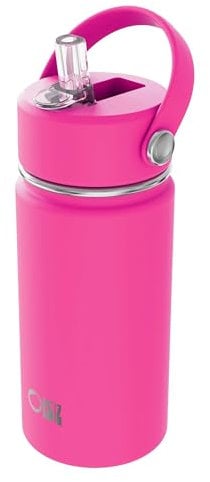 OISIZ 14oz Bouteille d'Eau pour Enfants avec Paille 420ml Gourde Isotherme Enfant avec paille Gobelet Thermique en Acier Inoxydable pour les enfants Sans BPA et garde le froid pendant 24 heures