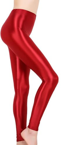 Lufdegim Yoga-Leggings mit Hoher Taille - Neun-Minuten-Hosen Glänzend für Frauen - Schlanke Passform Bodybuilding Karneval