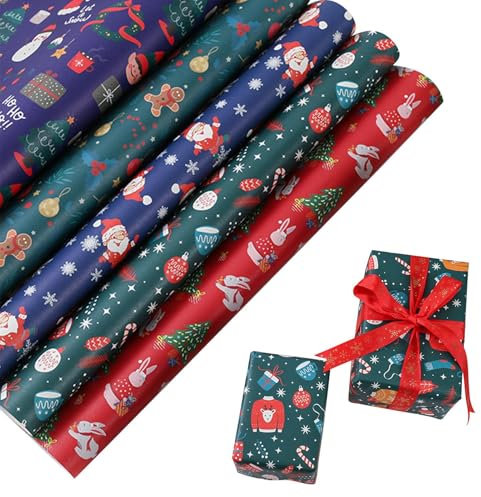 Weihnachtspapier,Weihnachtspapier | Elch gerolltes Geschenkpapier | Weihnachts-Geschenkpapierbögen, Elch-Geschenkpapier zum Verpacken von Kunsthandwerk und Dekorationen