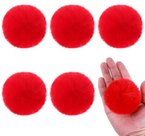 JJUNW 6 pompones de piel sintética para gorros, pompones de 7 cm para gorras, falsos pompones, sombreros de Navidad, bufandas, decoración para árbol de Navidad, para manualidades, sombrero, zapatos,